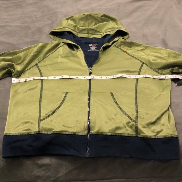 SJB Active Petite Size Large Green & Navy Knit Hoodie Jacket Athletic Sporty - Picture 6 of 7